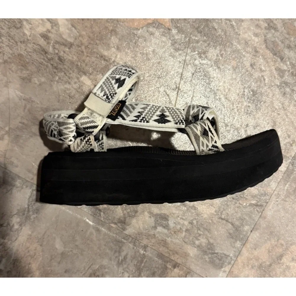 Teva Women's Black and White Geometric Strap Sandals